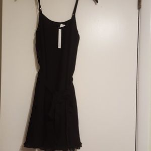 Aqua black pleated dress